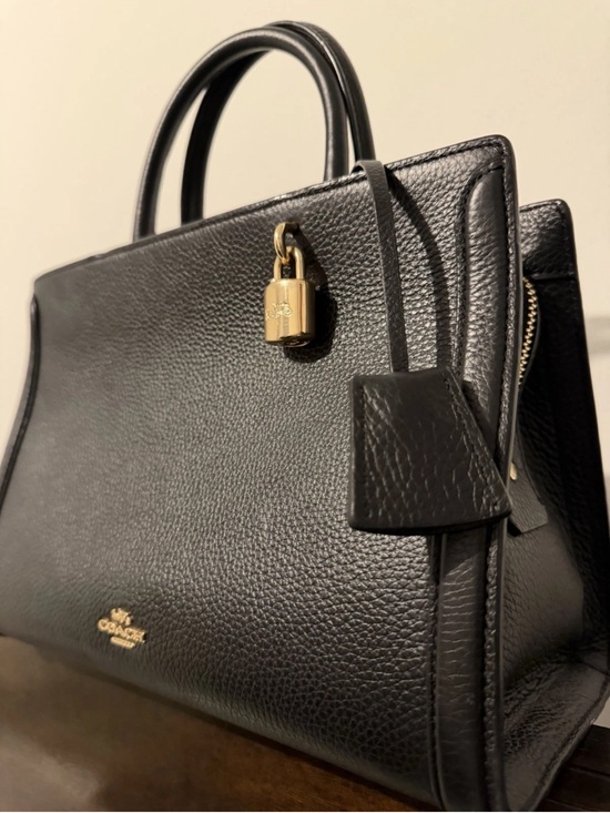 Coach Handbags - Coach Borough Bag Black Gold Logo Pre-Owned Excellent Conditions